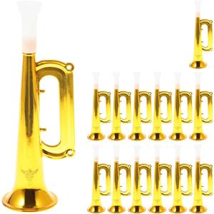 Toyvian Toy Trumpet Childrens Trumpet 14pcs Plastic Kids Instrument Party Noise Makers Kids Birthday Party Favors Golden Air Horn