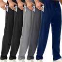 Mens Sweatpants with Zipper Pockets 5 Pack Mens Joggers for Men Open Bottom Mesh Athletic Pants for Workout,Running (L)