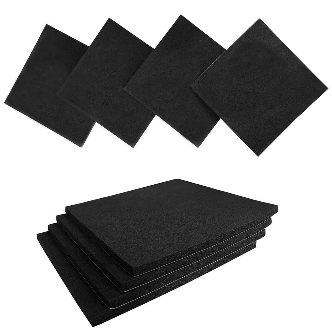 8 Pcs Black Adhesive Foam Padding, Closed Cell Foam Sheet 1/4 Thick 6 Inch X 6 Inch, Neoprene Rubber Pad Self Stick Anti-Slip Adhesive Anti Vibration Pad (6inX 6inX 1/4in, 8)
