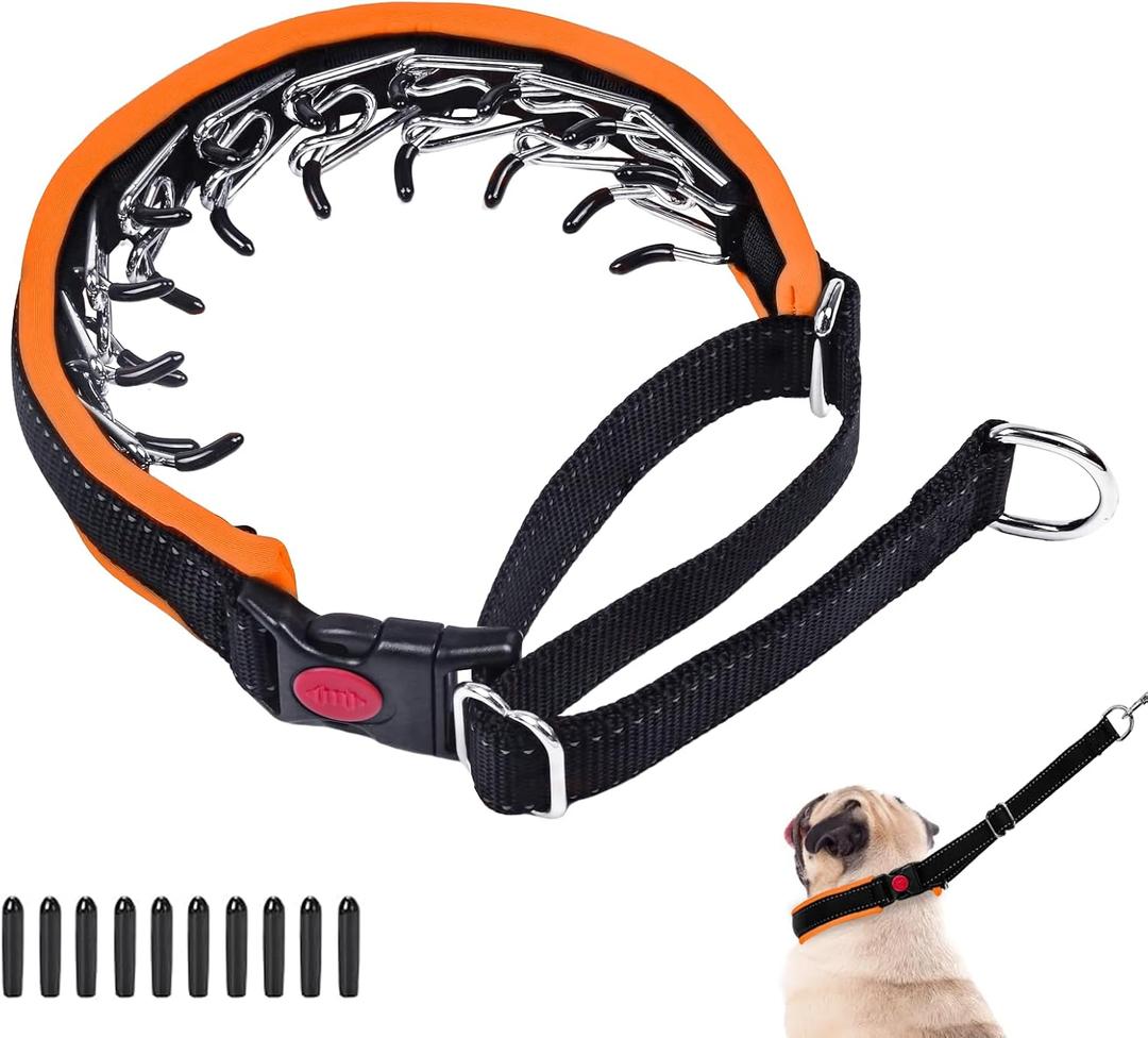 Heavy Duty Nylon No Pull Dog Collar with Buckle, Adjustable Anti Pull Reflective Slip Collar for Large Medium Small Dogs - M Orange (M (15"-23" Neck, 1.5" Wide))