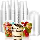 Vplus 200 Pack 9 OZ PET Plastic Cups with Dome Lids, Crystal Disposable Plastic Cups For Parfait, Fruit, Desserts, Snacks, Yogurt, and Jelly
