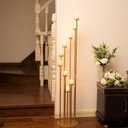 Fullvaseer 2pcs 9 Arm Candelabra,Floor Candle Holders Tall Set for Wedding Aisle Decoration,Gold Candelabras for Fireplace,Candle Stand Fit for Flameless or Wax