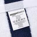 Amazon Basics 100% Cotton Soft & Absorbent Beach Towels, Cabana Stripe, Fast Drying, Machine Washable, Large 30 in x 60 in, Navy Blue, 2-Pack