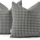 MIULEE Pack of 2 Outdoor Throw Pillow Covers Decorative Farmhouse Square Waterproof Pillows for Tent Patio Garden Balcony Sofa, 16x16 Inch Gray