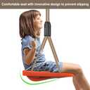SELEWARE Plastic Swing Seat, Non Slip Tree Swing Replacement with Adjustable Rope and 2 Carabiners, Heavy Duty Playground Swing Set Accessories for Adult Kid Indoor Outdoor Backyard, Orange