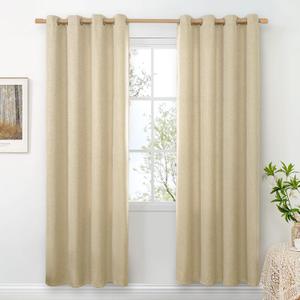 BGment Beige Linen Curtains 78 Inch Length 2 Panels Set for Bedroom, Window Drapes Natural Textured Thick Burlap Light Filtering with Grommet Non See Through for Living Room, Each 52 Inch Wide