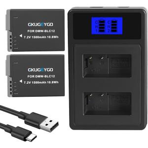 DMW-BLC12 Battery and Dual USB Charger for Lumix G7 G85 G95 FZ1000 GH2 G5 G6 GX8 FZ200 FZ300 Cameras