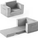 Kids Couch, 2-in-1 Toddler Chair Comfy 1-3 Years Old, Convertible Kids Chair, Toddler Couch That Fold Out, Kid Lounge Chairs for Boys and Girls, Soft Coral Fleece, Grey