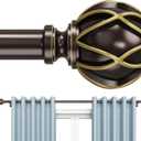 Curtain Rod 120 inch, 128-inch Rod,Adjustable Length Heavy Duty Decorative Finials Diameter 7/8 inch,Bronze