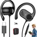 COOYA USB C Open Ear Headphones for Kids Teens School with Mic Volume Control Type-C Wired Earphones for iPad 11 A16 Air 5 for iPhone 17 16 Pixel 9 Pro Tablet Sport Over Ear Headsets Adjustable Hook