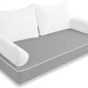 MABOZOO Twin Size Daybed Porch Swing Bed Pillow & Bolster Cushion, 2 Shredded Foam Fiberfill Patio Swing Mattress Bed Inserts Replacement for Outdoor or Indoor, ONLY Insert, NO Cover, Style-2