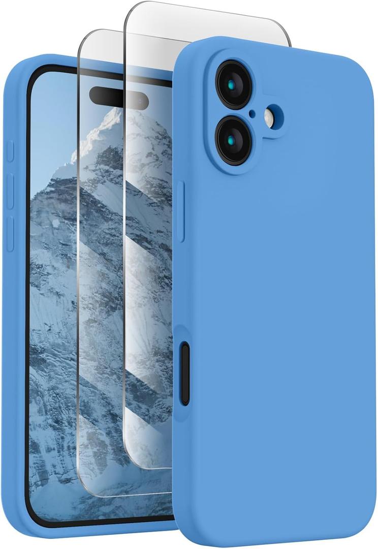 FireNova Designed for iPhone 16 Case, Silicone Upgraded [Camera Protection] Phone Case, Soft Anti-Scratch Microfiber Lining Inside, 6.1 inch, Blue