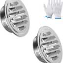 Stainless Steel Soffit Vents 4 Inch, HG Power Round Vent Cover with Screen Mesh, Louver Air Vent Hood for Wall, Ceiling Mount, Bathroom, Garage, Attic Ventilation, 2-Pack, Silver