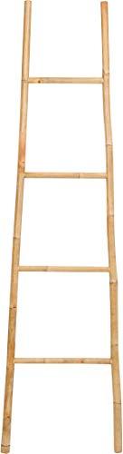 Statra L323N Ladder Towel Rack Bathroom Storage 4 Levels Wall Leaning Blanket Clothes Holder Free Standing Bamboo 72"