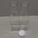 GUSTO [50 oz - 2 Pack] Plastic Carafe with Lid, Large Capacity Square Base - Clear Pitcher with Flip Top Lid, Easy-Pour Spout Juice Containers with Lids, Hand Wash Only - Perfect for Mimosa Bar