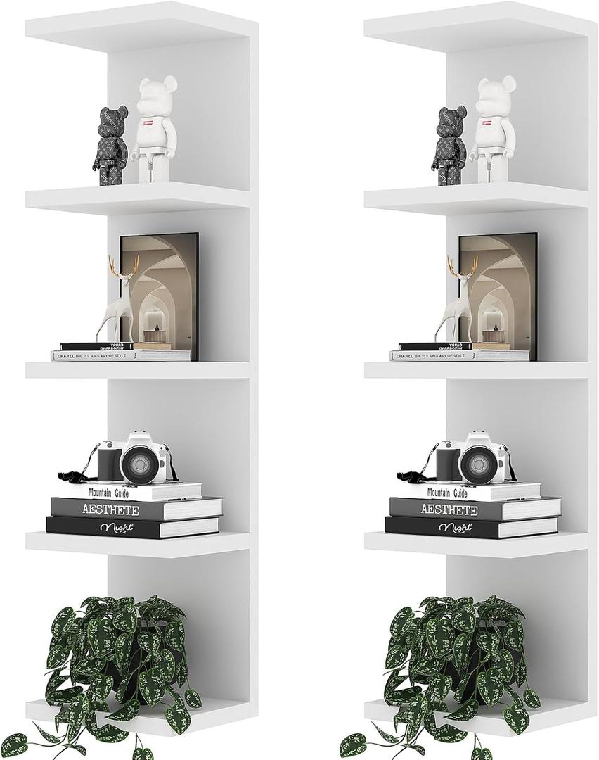 5 Tier Lack Floating Shelf,Set of 2 White Wall Shelf Unit,Display Shelf