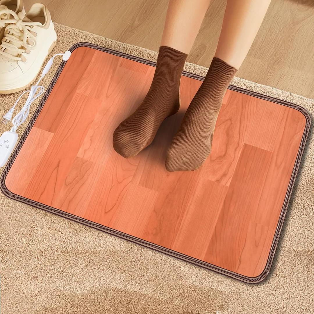 Heated Floor Mat, Foot Warmer Under Desk, Feet Heating Pad with 10 Heat Settings and Timer, Fast Heating for Office, Home, Study Play Room 120V 120W 18.5x26.4 inch HZ (Hongz)