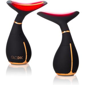 GLO24K Red Light Beauty Device for Face & Neck  2-Pack, 3-in-1 Facial and Neck Massager with Triple LED & Vibration Technology