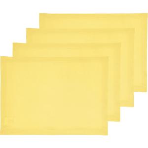 Solino Home Linen Placemats Set of 4 - Sunshine Yellow Placemats 14 x 19 Inch - 100% Pure Linen Table Place Mats for Summer - Fete