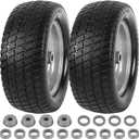 AR-PRO (2-Pack) 13x5.00-6 Flat Free Tire and Wheel - Replacement 13x5-6 Solid Rubbe Riding Lawn Mower Tire with Rim - With 3"-5.7" Centered Hub and 3/4" Bushings- Fit for Lawn and Garden Turf mowers