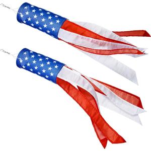Boao 2 Pieces 24 Inch American Flag Windsock US Stars and Stripes Hanging Decoration Windsock Waterproof Material for 4th of July Patriotic Day Outdoor Hangings(24 Inch,Stars and Stripes)