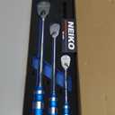 NEIKO 03006A Flat Head Ratchet Set - 3 Piece Low Profile 1/4, 3/8, 1/2 Inch Drive, 90 Teeth, Anodized Textured Grip Handle, Long Handle, Sealed Head, Cr-Mo