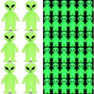 60 Pcs Mini Alien Figures Glow in The Dark Small Little Tiny Aliens Figurine to Hide and Seek for Space Party Favor Prank Rubber Toys Bulk Gifts Goodie Bag Fillers Cake Topper (Amazing)