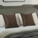 FUTEI Dark Coffee Chenille Throw Pillow Covers 20x20 Inch Set of 2,Soft Wide Chevron Textured Cushion Case,Farmhouse Home Decor for Couch Bed Living Room