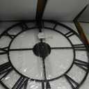 Large Modern Metal Wall Clocks Rustic Round Nearly Silent Little Ticking Battery Operated Roman Numerals Clock for Living Room/Bedroom/Kitchen Wall Decor-(Black, 47cm), 19 Inch