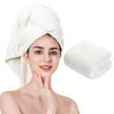 Microfiber Hair Towel Quick Dry Hair Towel Hair Drying Towels Suitable for All Kinds of Hair Ultra Absorbent Long and Thick Hair 24X48inch White (1pcs)