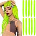 Lime Yellow Hair Extensions Clip In Neon Hair Extension Hairpieces Party Highlights Synthetic Hair Accessories Colored Straight Extension Clip Ins for Kids Girls 22" 10pcs
