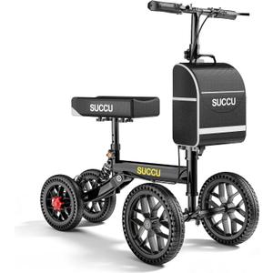 All Terrain Knee Scooter for Adults for Foot Injuries, 13" Knee Pad | 300lbs Foldable Leg Knee Scooter, 11"PU Wheels, Storage Bag, Adjustable Height, , Crutch Alternative for Ankle Recovery