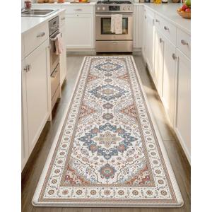 Color&Geometry Kitchen Floor Mat 24x87 Vintage Anti Fatigue, Oatmeal