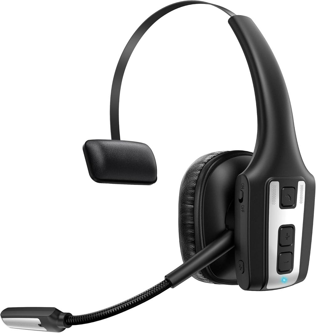 Soothielec Wireless Headset with Mic for Work, Bluetooth Headset with Noise Cancelling Microphone, Headphones with Mic Mute for PC/Computer/Laptop/Cell Phones/Remote Work/Call Center