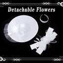 dressfan Wide Brim Fascinator Derby Hats for Women,20s Detachable Flower Hat with Headband for Derby Church Wedding Tea Party (White)