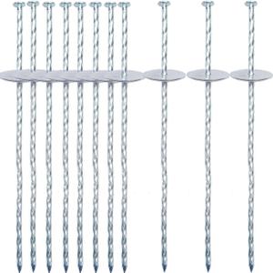 10 Inch Landscape Stakes Galvanized Metal Garden Stakes Landscape Edging Anchoring Spikes Stakes, Camping Stakes Tent Pegs for Artificial Turf, Paver Edging, Weed Barrier (40 pake)