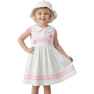 Toddler Girl Dress Baby Girls Button-up Polo Uniform Dresses 2 Pieces Summer Tennis Ruffle Sleeve Clothes Size 2T-8T