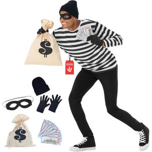 Morph Robber Costume Adults, Bandit Costume, Mens Cops and Robbers Halloween Costumes, Halloween Costumes For Men (XX-Large)