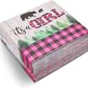 Sparkle and Bash Buffalo Plaid Napkins, It's A Girl Baby Shower (6.5 In, 100 Pack)