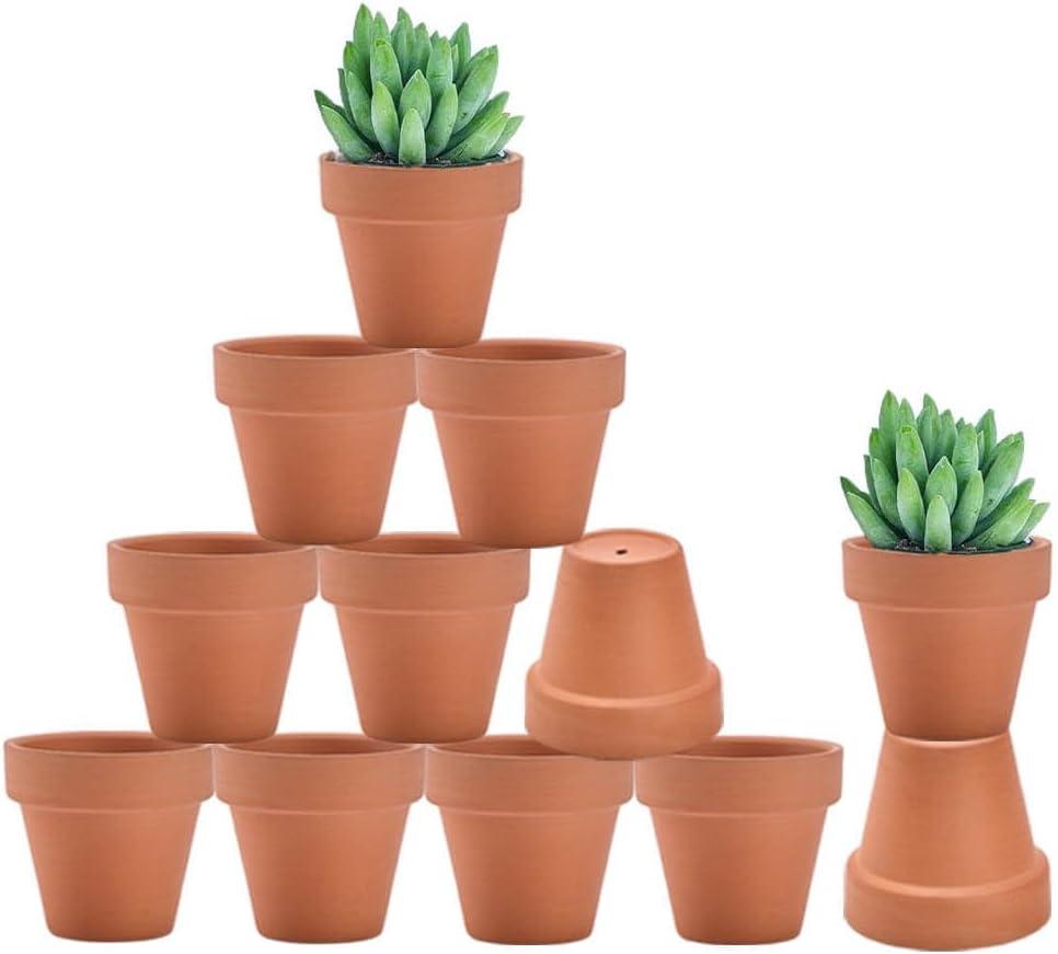 vensovo 2 Inch Small Mini Terracotta Pots - 12 Pack Terra Cotta Succulents Flowerpot with Drainage, Clay Ceramic Pottery Planter for Indoor/Outdoor Plants, Crafts, Wedding Favor