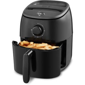 DASH Tasti-Crisp Electric Air Fryer Oven, 2.6 Qt., Black  Compact Air Fryer for Healthier Food in Minutes, Ideal for Small Spaces - Auto Shut Off, Analog, 1000-Watt
