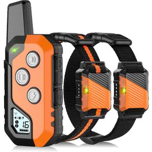 Shock Collar for Dogs, Dog Training Collar with Remote Control for 2 Dogs, 3 Training Modes with Beep, Vibration and Satic, Waterproof, Rechargeable for Large Medium Small