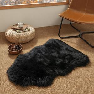 Ashler Faux Fur Rug, Black Area Rugs, Fluffy Sheepskin Fur Rug, Fuzzy Ultra Soft 2 x 3 Ft Rugs, Machine Washable Shag Rug, Nursery Throw Rugs for Bed, Living, Kids Room