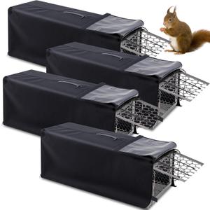 SATINIOR 4 Pack Live Animal Trap Cage Cover 32 x 10 x 12 Inch for 1 Door Cage, Black Replacement for Humane Animal Rescue, Raccoon, Squirrel, Skunk, Feral Cat Trap (Only Cover)