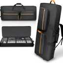 ORKELS 73/76 Key Keyboard Case with Wheels & Adjustable Shoulder Straps– Padded Rolling 76 Key Gig Bag with 4 Accessory Pockets, for Digital Piano, Synthesizer & Keyboard, For 73-76 Key-48.2"x19.1"x6.5"