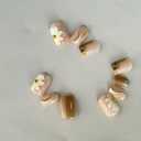 2 x 24pcs Flower Press on Nail Medium Length Square Fake Nails Full Cover French Tip with Stripe Leopard Print Polka Dot designs 3d Flower Stick on Nail Gold Glitter Glue on Nails for Women Art Manicure