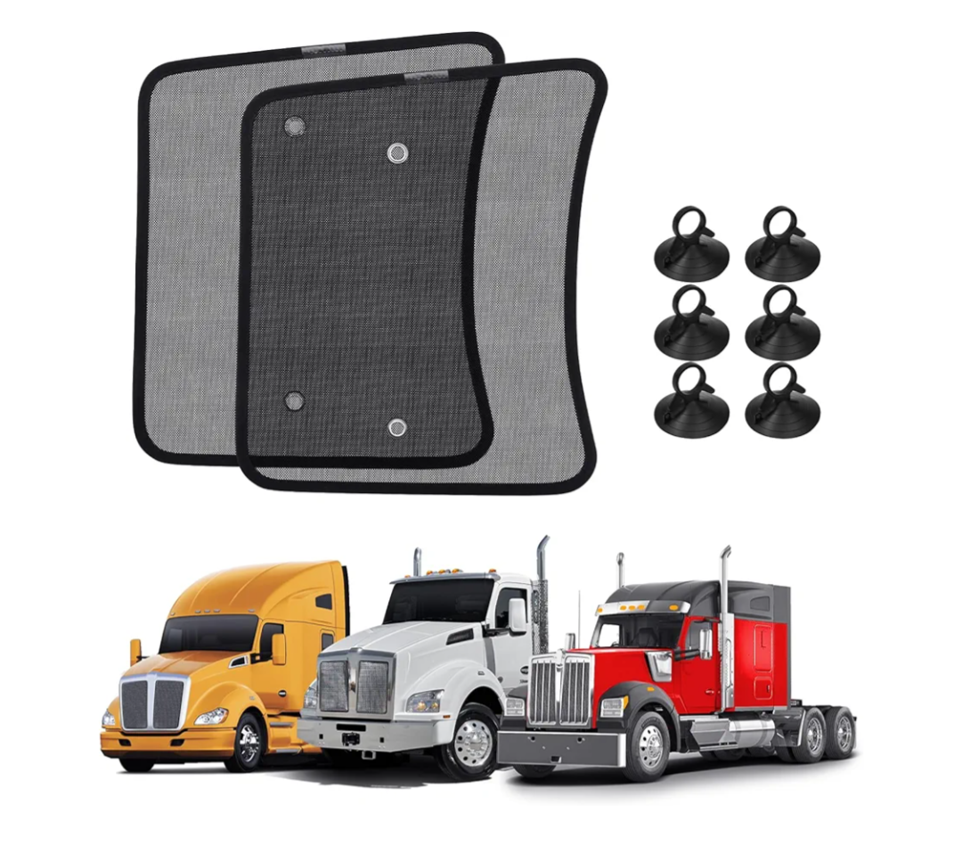 KUST 2PCS Side Window Sun Shade for Semi Truck, 20x16.9 inch Side Window Shade for Kenworth T680 / T880 / W990 (All Years),Sunshade with Suction Cup,Glare Shield UV Protection