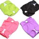 Teamoy 4pcs Washable Female Dog Diapers, Reusable Doggie Diaper Wraps for Female Dogs, Super-Absorbent and Comfortable, Large