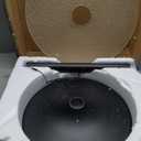 VASAGLE Round Bar Table, 41.3 Inches Tall Cocktail Pub Table with Multi-Colored Lights and Glass Top, Large Steel Base, for Kitchen, Bistro, Parties, Cloud White and Ink Black