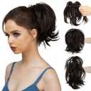 CJL HAIR Claw Clip Short Ponytail Hair Extensions DIY Bendable Metals Messy Bun Hair Piece for Wonen Straight Synthetic Fake Hairpieces Black Brown